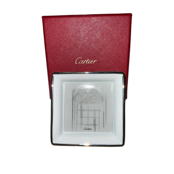 CARTIER Vintage Mini Jewelry Tray with Rue de la Paix Platinum Finish Motif - Picture 6 of 11